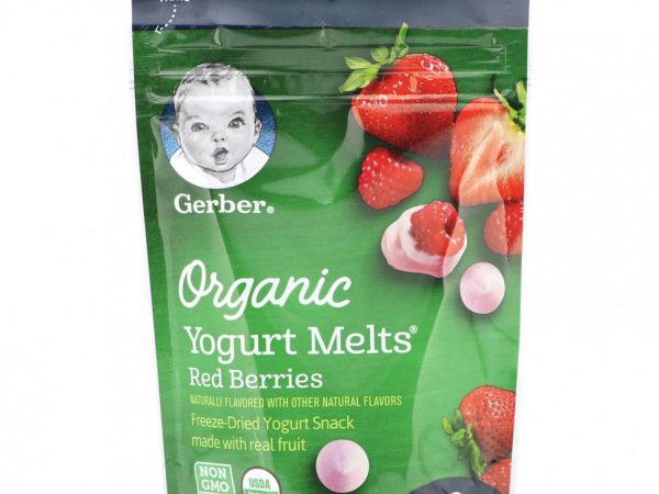 Gerber, Organic, Yogurt Melts, для малышей от 8 месяцев, с красными ягодами, 28 г (1,0 унция)