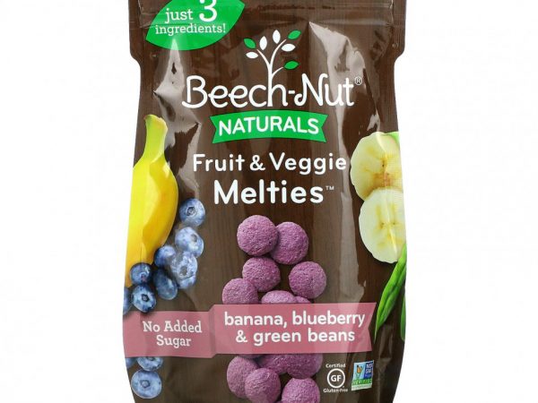 Beech-Nut, Fruit & Veggie Melties, Stage 3, банан, голубика и зеленая фасоль, 28 г (1 унция)