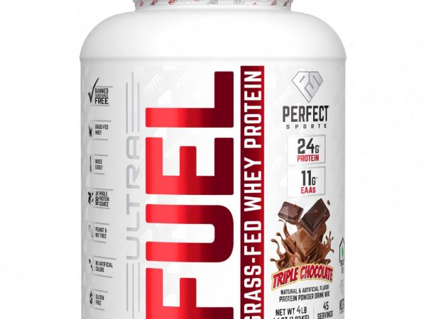 Perfect Sports, Ultra Fuel, сывороточный протеин от травяного откорма, тройной шоколад, 1,82 кг (4 фунта)
