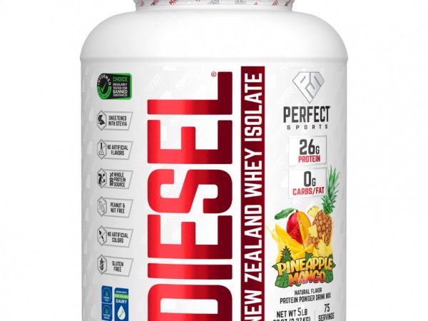 Perfect Sports, Diesel, изолят сыворотки из Новой Зеландии, ананас и манго, 2,27 кг (5 фунтов)