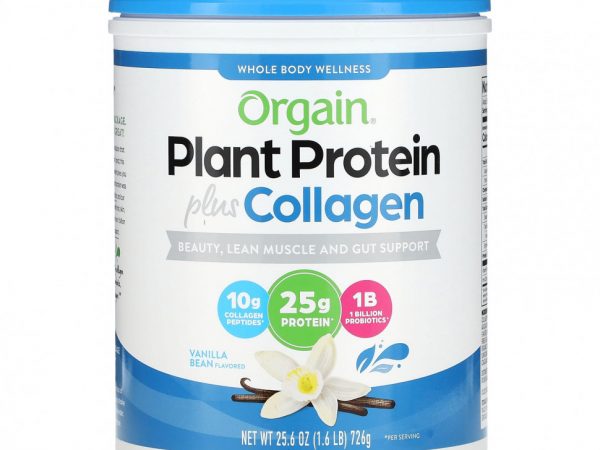 Orgain, Plant Protein Plus Collagen, ваниль, 726 г (1,6 фунта)