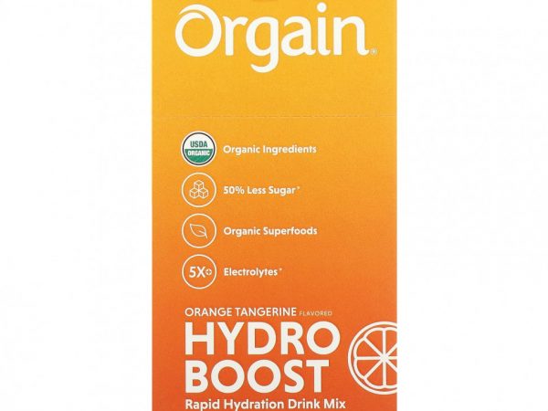 Orgain, Hydro Boost, смесь для быстрого увлажнения, апельсин и мандарин, 8 пакетиков по 13 г (0,45 унции)