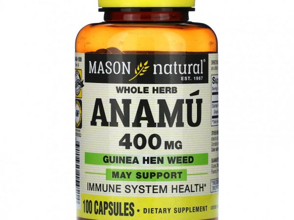 Mason Natural, Цельная трава анаму, 400 мг, 100 капсул