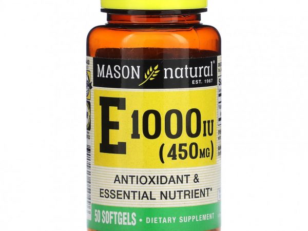 Mason Natural, Витамин E, 450 мг (1000 МЕ), 50 мягких таблеток