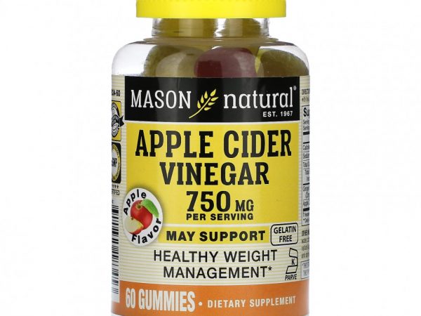Mason Natural, Яблочный уксус, яблоко, 250 мг, 60 жевательных таблеток