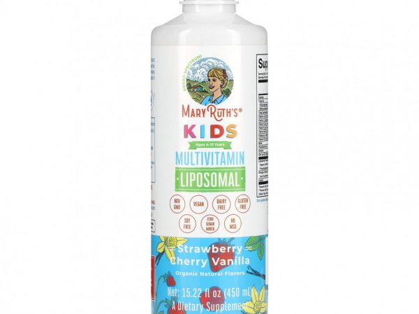 MaryRuth Organics, липосомальные мультивитамины, для детей от 4 до 13 лет, со вкусом клубники, вишни и ванили, 450 мл (15,22 жидк. унции)