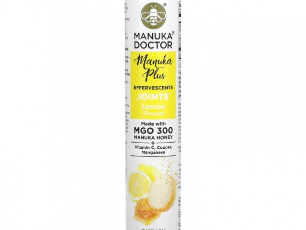 Manuka Doctor, Manuka Plus, шипучие таблетки, для суставов, лимон, 20 шипучих таблеток
