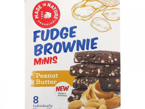 Made in Nature, Fudge Brownie Minis, арахисовая паста, 8 пирожных, 168 г (5,92 унции)