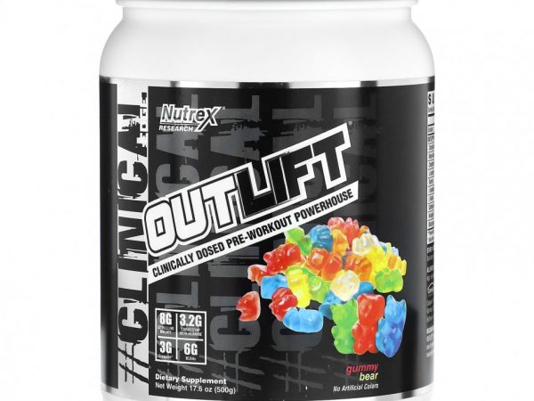 Nutrex Research, Outlift, клинически дозированный предтренировочный комплекс, жевательная резинка в виде мишки, 500 г (17,6 унции)