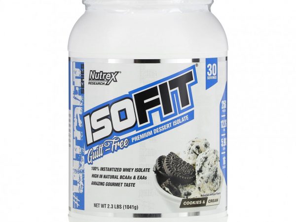 Nutrex Research, Isofit, десертный изолят премиального качества, печенье и сливки, 1041 г (2,3 фунта)