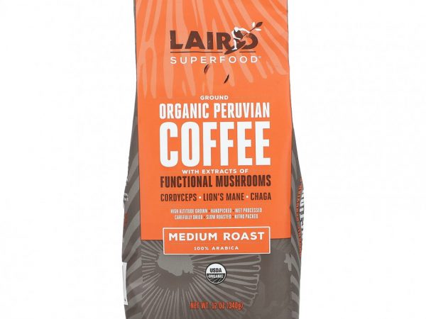 Laird Superfood, Органический перуанский кофе, молотый, средней обжарки, 340 г (12 унций)