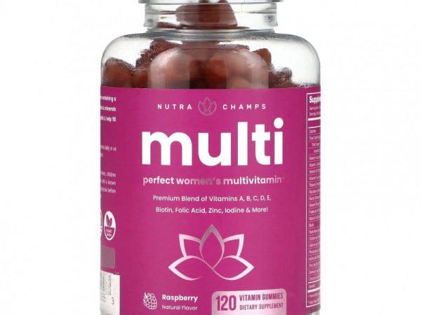 NutraChamps, Multi, идеальный мультивитамин для женщин, малина, 120 жевательных таблеток