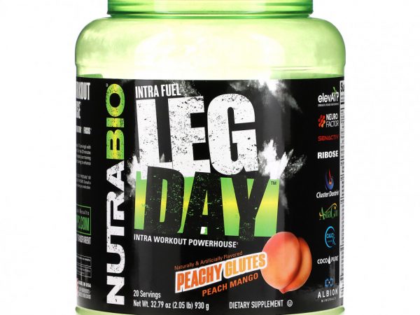 Nutrabio Labs, Intra Fuel, Leg Day, для интра-тренировки, персиковые ягодицы, персик и манго, 930 г (2,05 фунта)