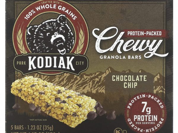 Kodiak Cakes, Жевательные батончики из гранолы, шоколадная крошка, 5 батончиков, 35 г (1,23 унции)