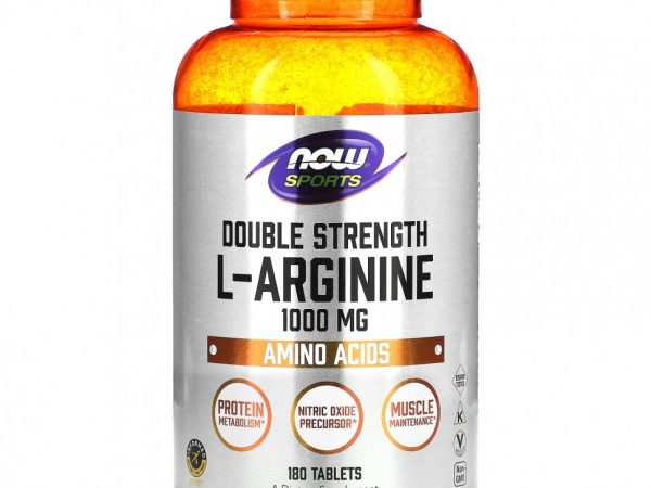 NOW Foods, Sports, L-аргинин двойной силы, 1000 мг, 180 таблеток