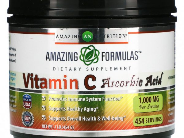 Amazing Nutrition, Витамин C аскорбиновая кислота, 1000 мг, 454 г (1 фунт)