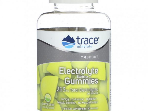 Trace Minerals ®, TM Sport, жевательные мармеладки с электролитом, лимон и лайм, 263 мг, 90 жевательных таблеток