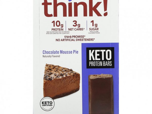 Think !, Keto Protein Bars, шоколадный муссовый пирог, 10 батончиков по 34 г (1,2 унции)