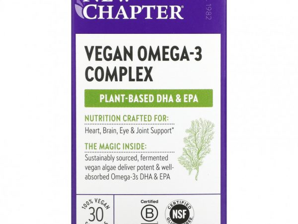 New Chapter, Vegan Omega-3, 30 веганских капсул