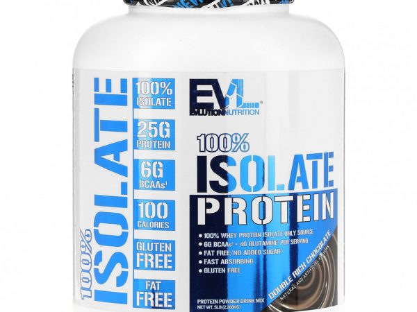 EVLution Nutrition, 100% изолят протеина, шоколад двойного насыщения, 2,268 кг (5 фунтов)