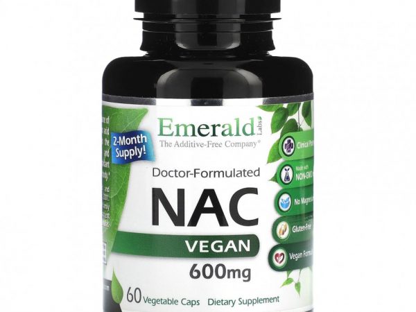 Emerald Laboratories, NAC для веганов, 600 мг, 60 растительных капсул