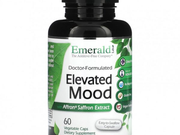 Emerald Laboratories, Повышенное настроение с экстрактом афрона и шафрана, 60 растительных капсул