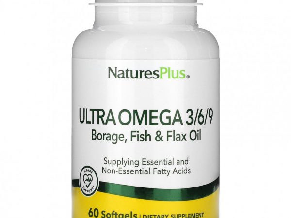 NaturesPlus, Ultra Omega 3/6/9, масло бурачника, рыбное и льняное масло, 60 мягких таблеток