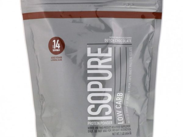 Isopure, Протеиновый порошок с низким содержанием углеводов, голландский шоколад, 1 фунт (454 г)
