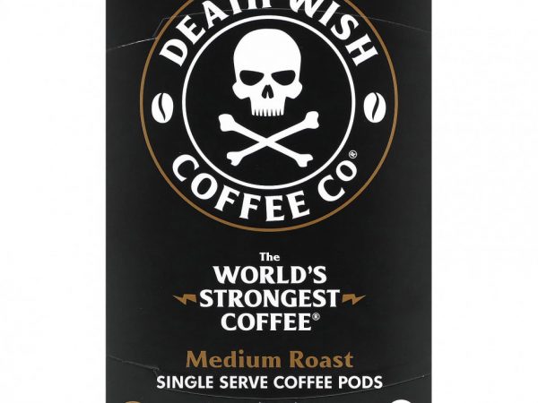 Death Wish Coffee, The World's Strongest Coffee, кофейные капсулы для одной порции, средней обжарки, 10 капсул по 12,5 г (44 унции)