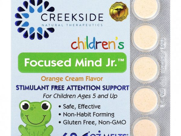 Creekside Natural Therapeutics, Children's Focused Mind Jr, апельсиновый крем, 60 таблеток EZ-Melt