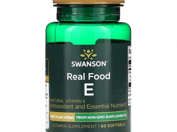 Swanson, Real Food E, 400 МЕ, 60 мягких таблеток
