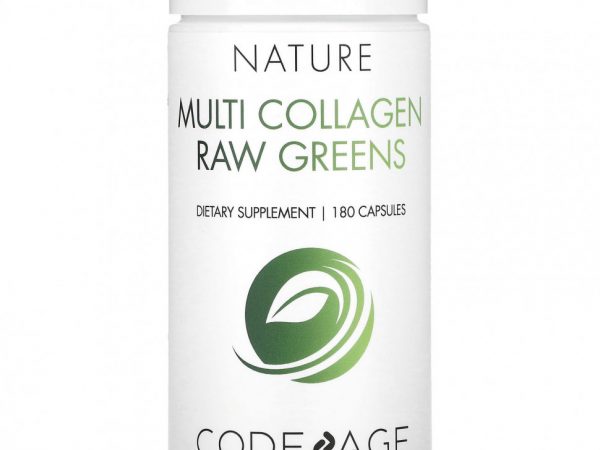 Codeage, Nature, необработанная зелень с несколькими коллагенами, 180 капсул