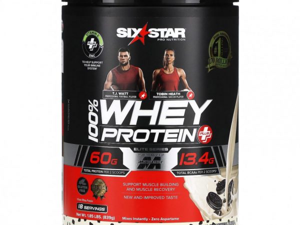 SIXSTAR, Elite Series, 100% Whey Protein Plus, Cookies & Cream, 1.85 lbs (839 g)