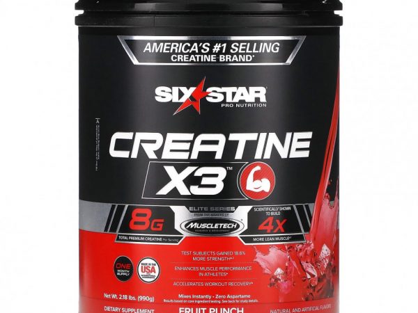 SIXSTAR, Creatine X3, фруктовый пунш, 990 г (2,18 фунта)