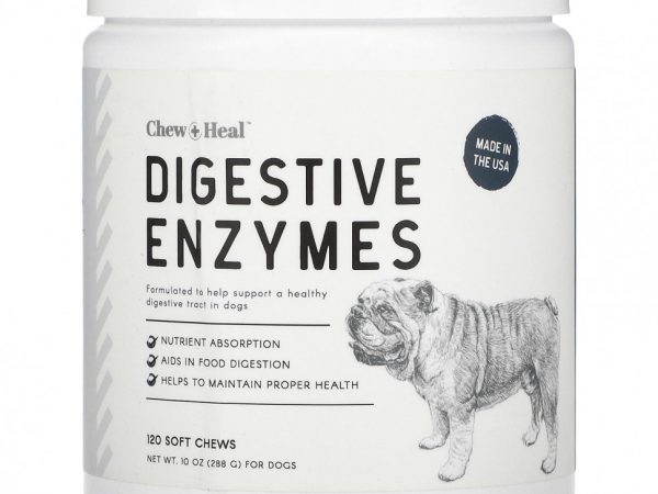 Chew + Heal, Пищеварительные ферменты, для собак, 120 жевательных таблеток, 288 г (10 унций)