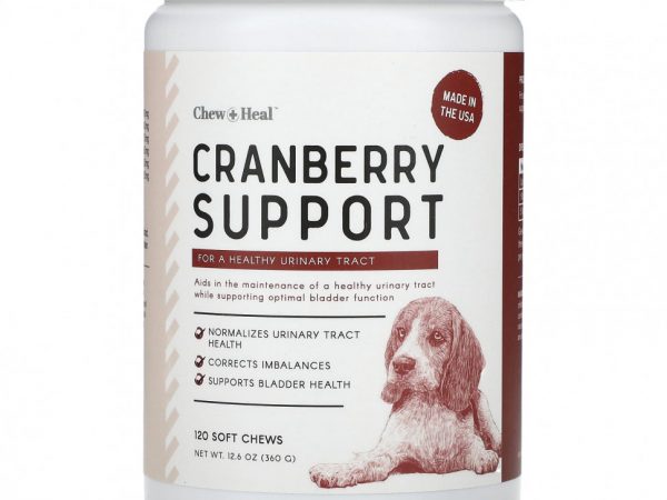 Chew + Heal, Cranberry Support, для собак, 120 жевательных таблеток, 360 г (12,6 унции)