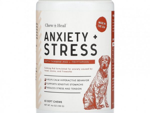 Chew + Heal, Anxiety + Stress, для собак, 60 жевательных таблеток, 132 г (4,6 унции)