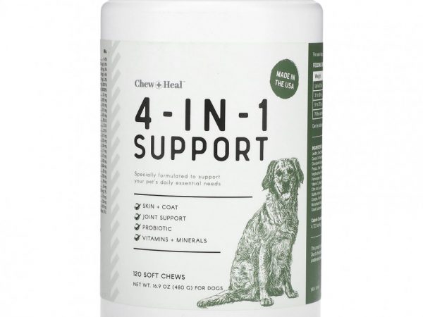 Chew + Heal, Поддержка 4-в-1, для собак, 120 жевательных таблеток, 480 г (16,9 унции)