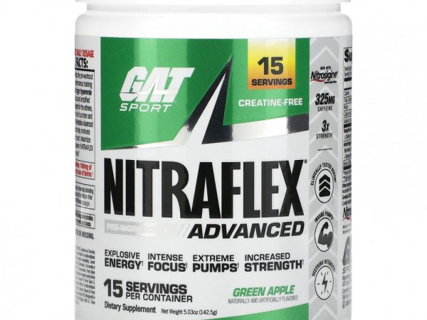 GAT, Sport, Nitraflex Advanced, зеленое яблоко, 142,5 г (5,03 унции)