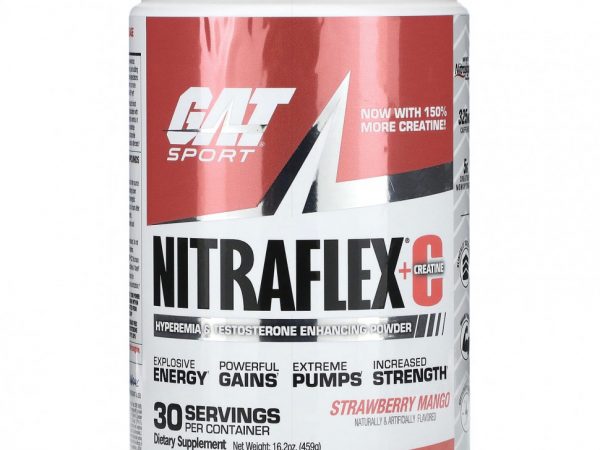 GAT, Sport, NITRAFLEX + креатин, клубника и манго, 459 г (16,2 унции)