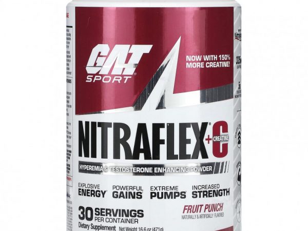 GAT, NITRAFLEX + Creatine, фруктовый пунш, 471 г (16,6 унции)