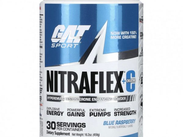 GAT, Sport, NITRAFLEX + креатин, голубая малина, 459 г (16,2 унции)