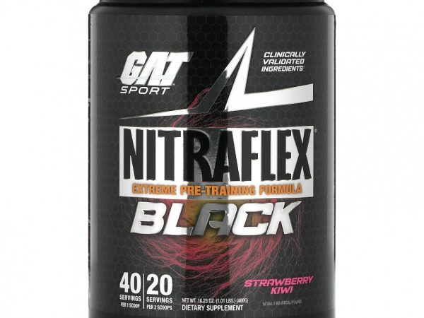 GAT, NITRAFLEX черный, клубника и киви, 460 г (1,01 фунта)