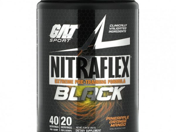 GAT, NITRAFLEX Black, ананас, апельсин и манго, 452 г (15,94 унции)