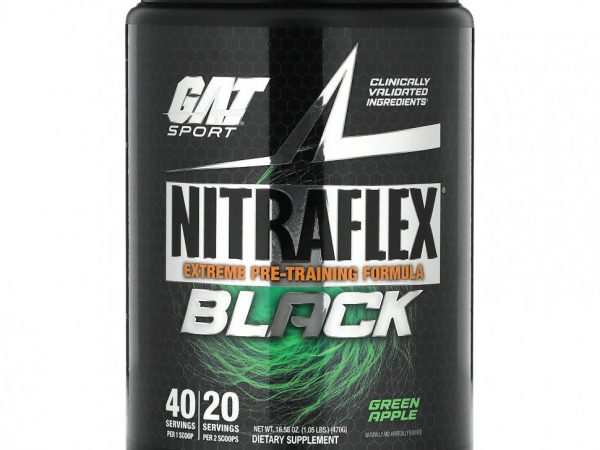 GAT, NITRAFLEX, черное, зеленое яблоко, 470 г (1,05 фунта)