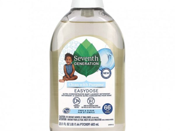Seventh Generation, Ультраконцентрированное детское средство для стирки Easy Dose, свободное и прозрачное, 683 мл (23,1 жидк. Унции)