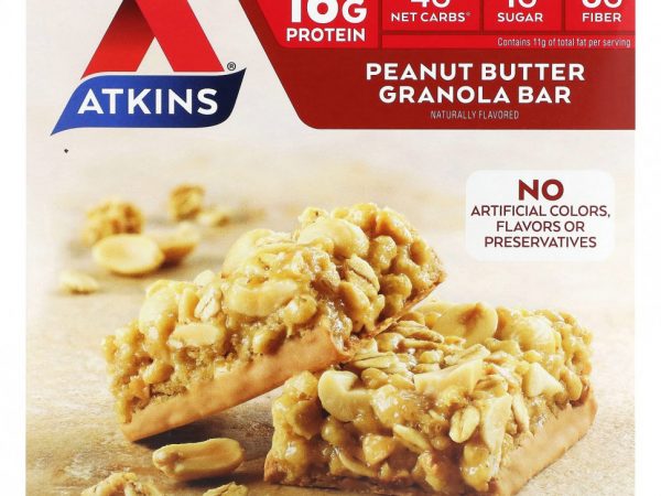 Atkins, Protein Meal Bar, батончик-гранола с арахисовой пастой, 5 батончиков, 50 г (1,76 унции)