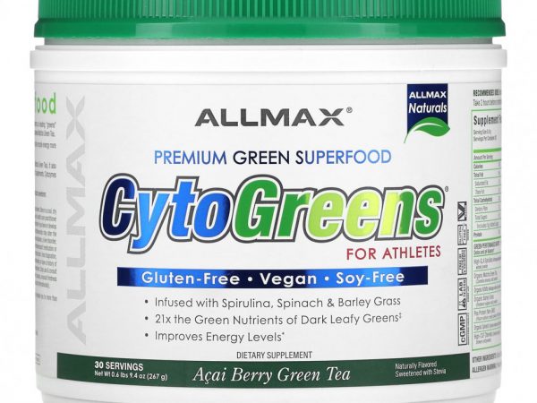 ALLMAX, CytoGreens для спортсменов, зеленый чай с ягодами асаи, 267 г (0,6 фунта)
