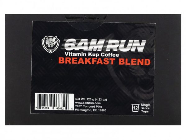 6AM Run, Vitamin Kup Coffee, смесь для завтрака, без кофеина, 12 порционных чашек, 120 г (4,23 унции)
