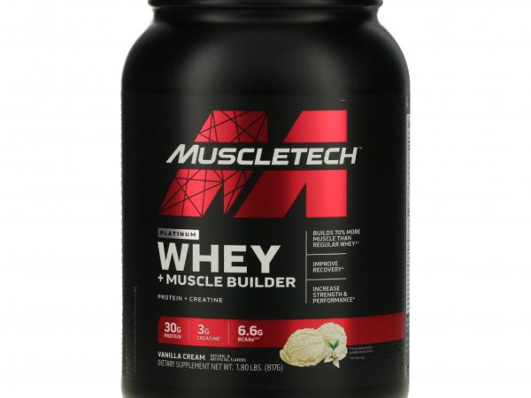 MuscleTech, Platinum Whey + Muscle Builder, ванильный крем, 817 г (1,8 фунта)